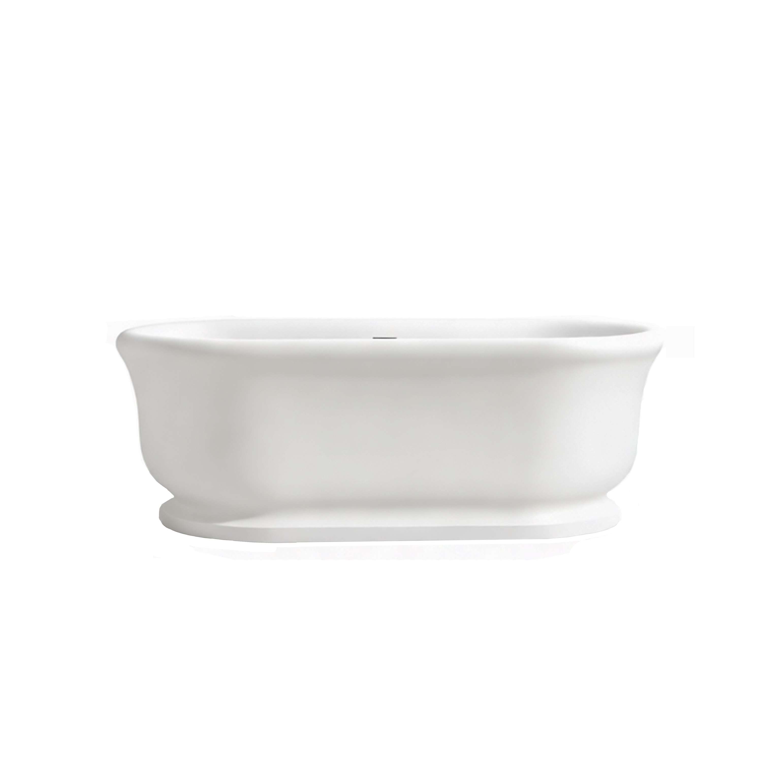 Vanityfus 32-in x 67-in Pure White Solid Surface Freestanding French Rolled Edge Soaking Bathtub with Drain (Center Drain)